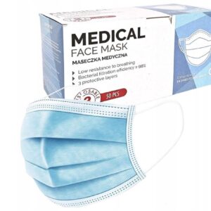Mască chirurgicală albastră tip IIR 50pcs medicală, triplu stratificată, pe bandă elastică